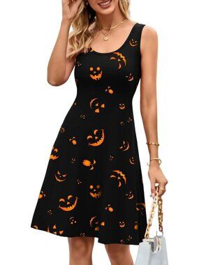 Women's Beach Floral Sleeveless Wide Strap High Waist Midi Dress-Halloween-02